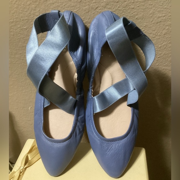TARYN ROSE Blue/Gray Leather BALLET Flats size 8B - Picture 2 of 9